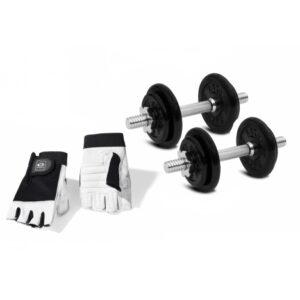 Pakke - Weightset 18 kg inkl. træningshandsker Justerbare håndvægte